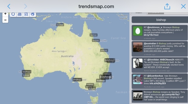 Trendsmap (trendsmap.com) Major trend Australia wide #bishop